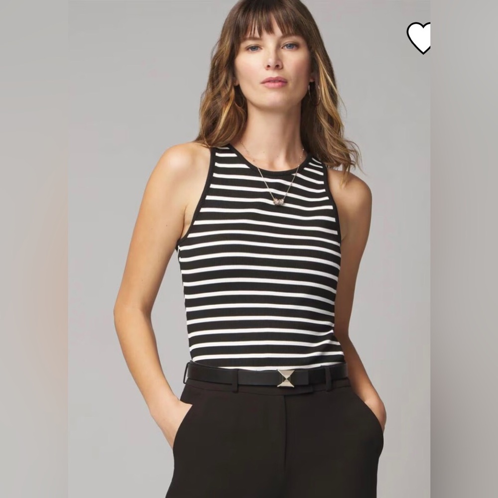 WHBMFORME Black and White Striped Women's Rib Top Size XS NWOT